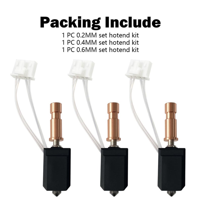 HzdaDeve 0.2MM 0.4MM 0.6MM Ceramic Hotend for Kobra S1 Combo Stainless Steel Print Head Extruder Kit Hot End Hardened Nozzle Heater Block 200K Heating Rod Thermistor for Anycubic Kobra S1 (3 Pack) - Image 2